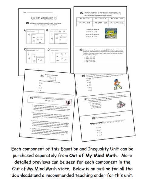 7th Grade Equations and Inequalities Unit