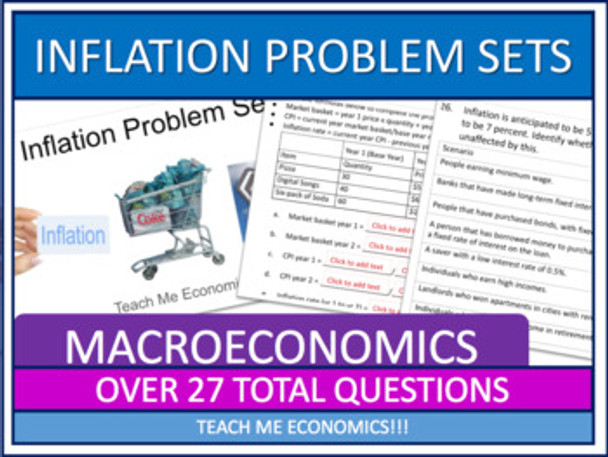 Inflation CPI Worksheet, 27 Problem Sets Distance Learning Covid-19 Google