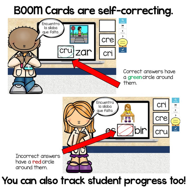 BOOM Cards Sílabas trabadas Cr (cra, cre, cri, cro and cru)- Distance Learning