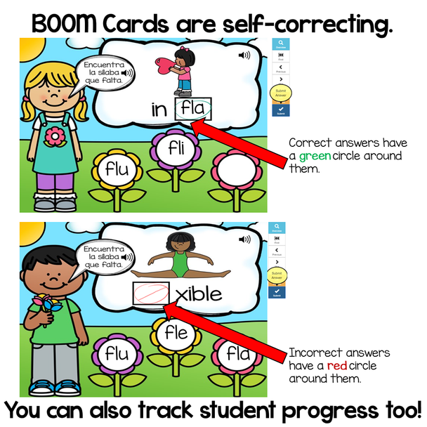 BOOM Cards Sílabas trabadas Fl (fla, fle, fli, flo and flu)- Distance Learning