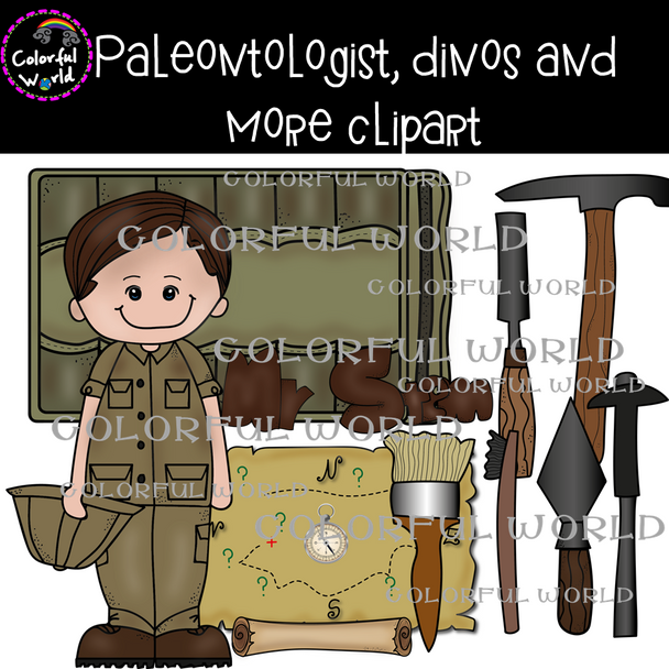 Paleontologist, dinos and more clipart