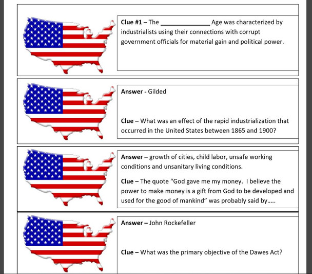 Gilded Age | Relay Race Review for the Gilded Age and Westward Expansion FREE