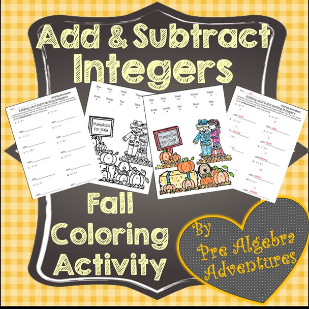 Adding and Subtracting Integers Fall Coloring Activity