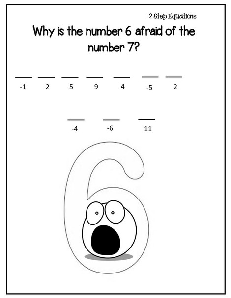 Solving Two Step Equations Funny Joke Activity 