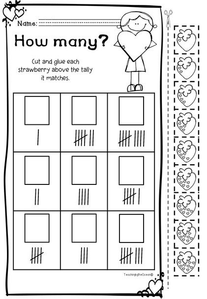 Valentine's Counting Worksheets (Kindergarten)