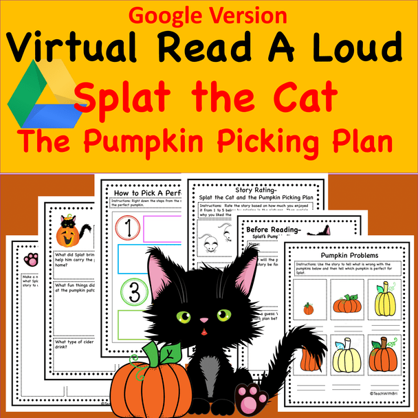  Read-A-Loud Activities- Splat the Cat and the Pumpkin Picking Plan- Includes Both Digital and PDF Versions