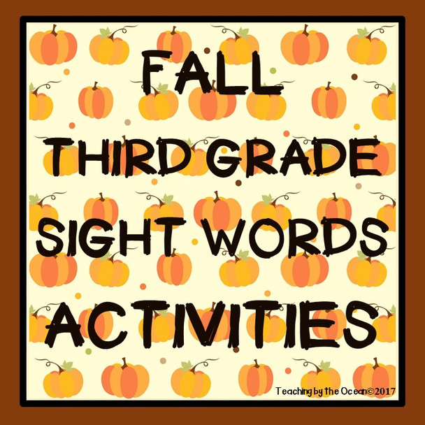 Third Grade Sight Words Worksheets - Fall Themed