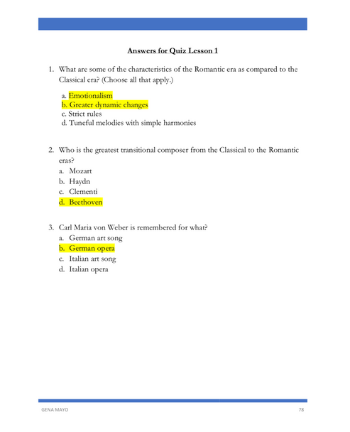Music Appreciation of the Romantic Era curriculum guide
