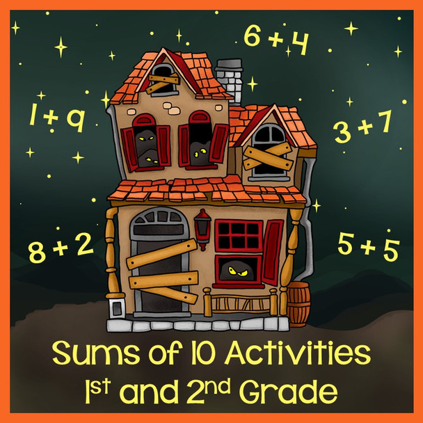  Sums of 10 - Halloween Addition Math Game and Activity - 1st and 2nd Grade 