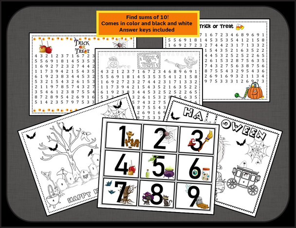 Addition Fact Fluency Halloween Math Game and Activity - 1st and 2nd Grade 