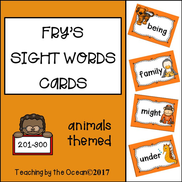 Fry's Sight Words Cards - Animals Themed (third hundred)
