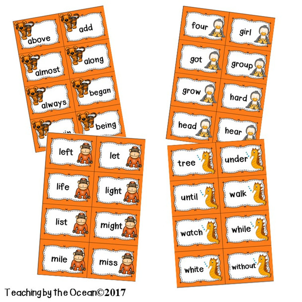 Fry's Sight Words Cards - Animals Themed (third hundred)