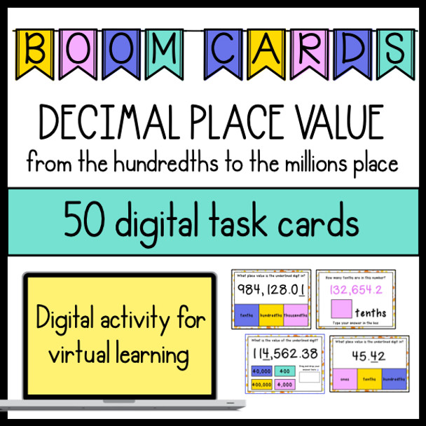 4th Grade DECIMAL Place Value Boom Cards for Distance Learning