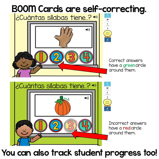 BOOM Cards Counting Syllables in Spanish-Contando sílabas (Distance Learning)