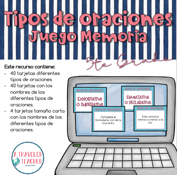 Tipos de Oraciones Juego Memoria (Types of Sentences Memory Game In Spanish)