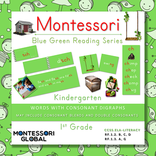Montessori Blue Green Reading Series - Consonant Blends, Double Consonants

