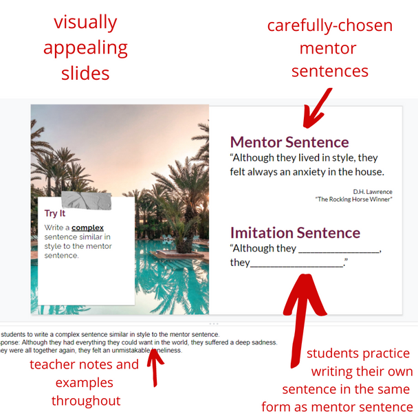 Mentor sentences that guide your students in crafting their own sentences. 