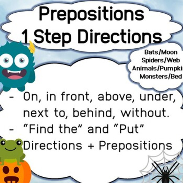 Prepositions and One Step Directions Receptive and Expressive Tasks