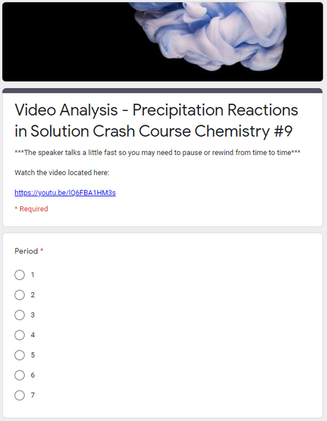 Video Analysis - Precipitation Reactions in Solution Crash Course Chemistry 9