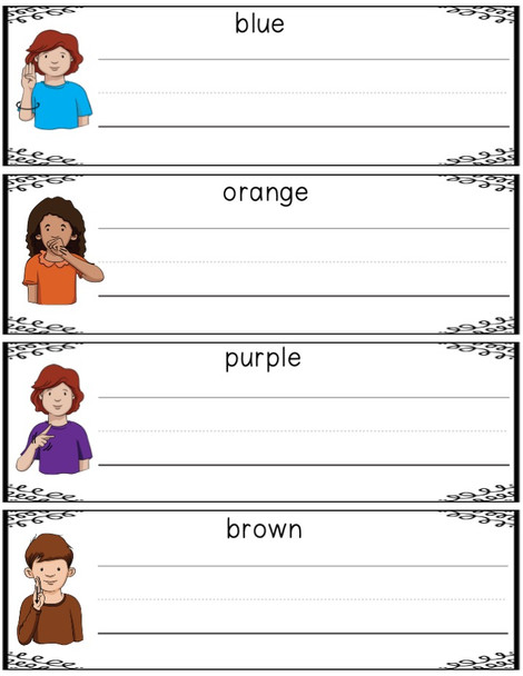 Laminate and use with dry-erase markers to write the color word