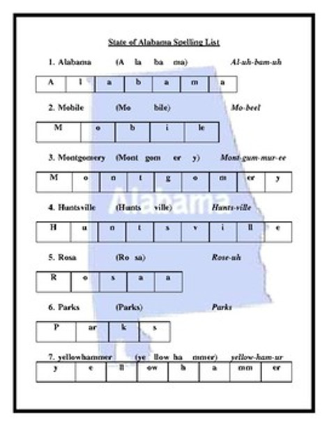 U.S. State-by-State Spelling Lists