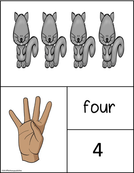 # 4 ASL Math Card    Use all together or cut pieces apart for games.