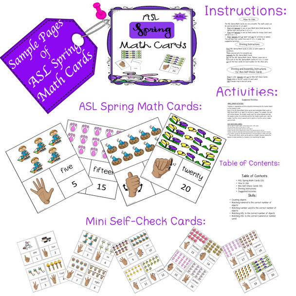 Preview for ASL Spring Math Cards