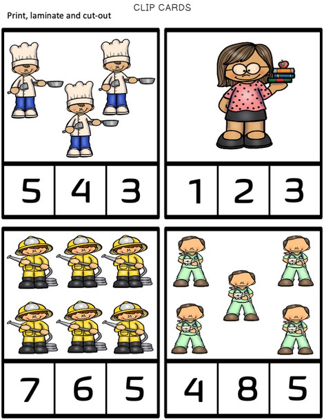 4 Math Clip Cards   Print, Cut-out and use with paper clips or clothespins