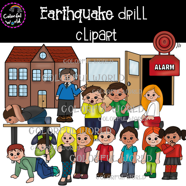 Earthquake drill clipart