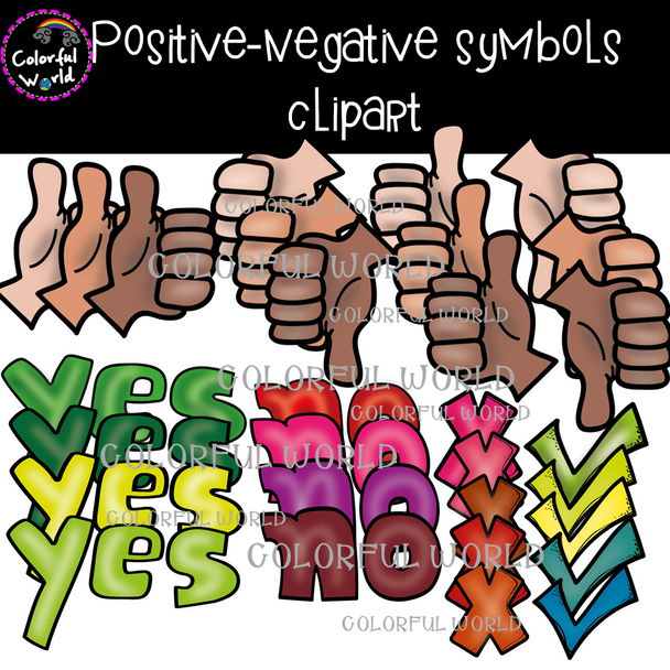 Positive and negative symbols clipart