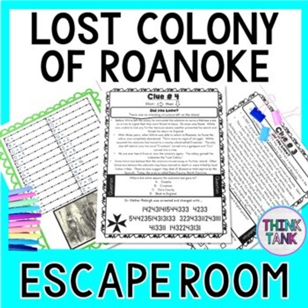 Lost Colony of Roanoke ESCAPE ROOM - Reading Comprehension