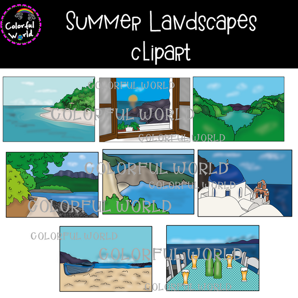 Summer landscapes clipart