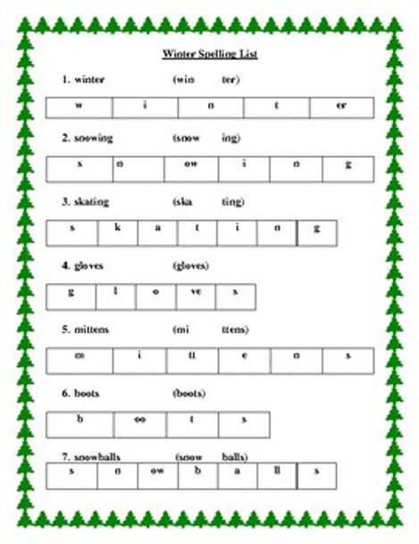 Winter Spelling List