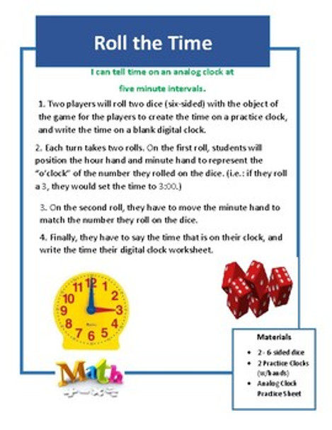 Roll the Time Math Game