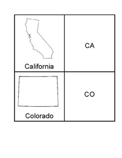 United States State Abbreviation Match Game