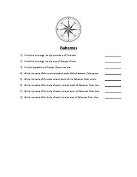 Bahamas Map Scavenger Hunt