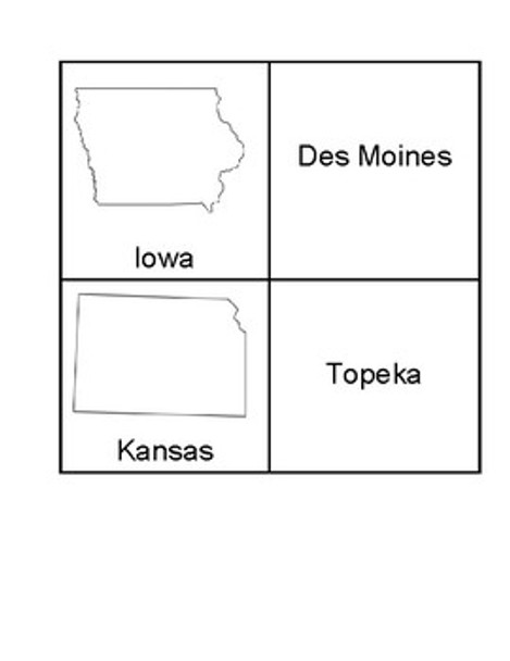 USA Midwest Region State Capital Match Game