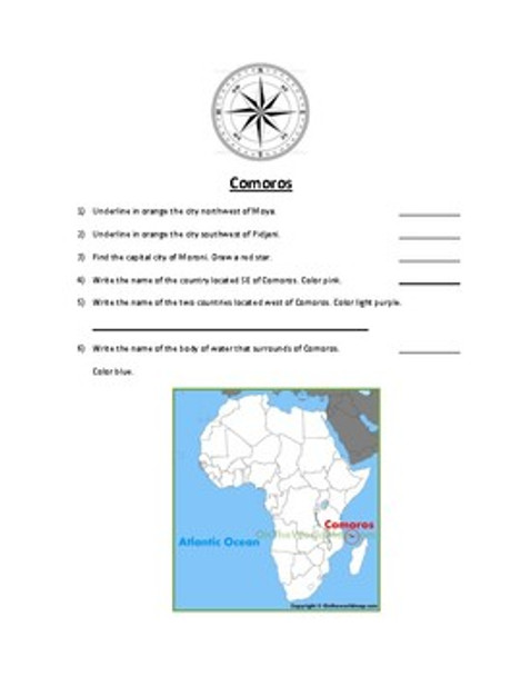 Comoros Map Scavenger Hunt