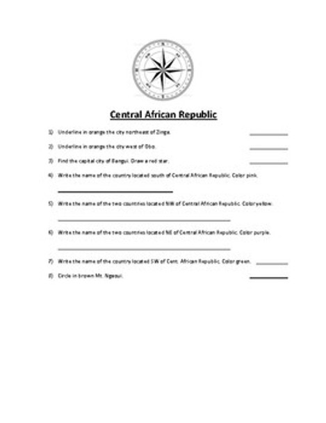 Central African Republic Map Scavenger Hunt