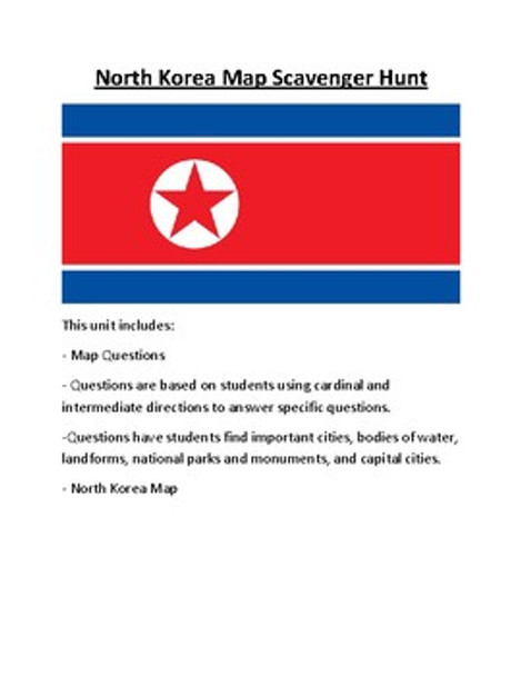 North Korea and South Korea Map Scavenger Hunt