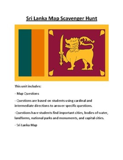 Sri Lanka Map Scavenger Hunt