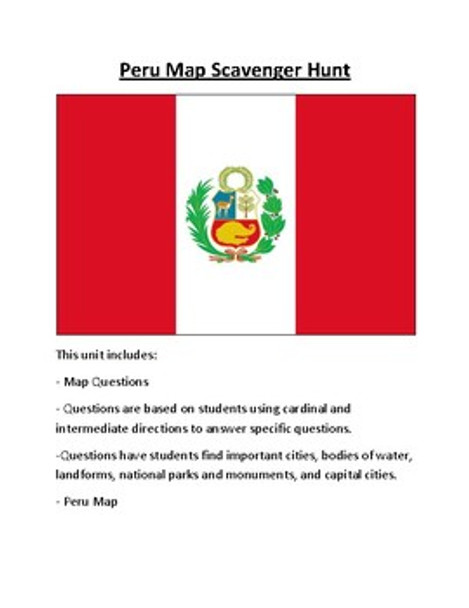 Peru Map Scavenger Hunt