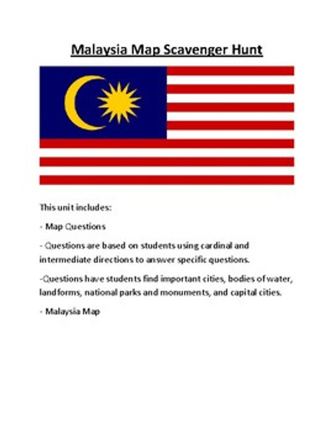 Malaysia Map Scavenger Hunt