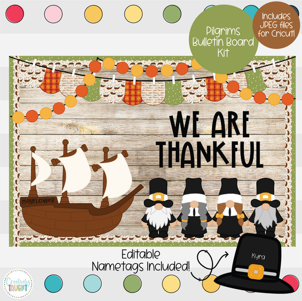 Pilgrim Gnomes - Mayflower -  Thanksgiving Themed Bulletin Board Kit