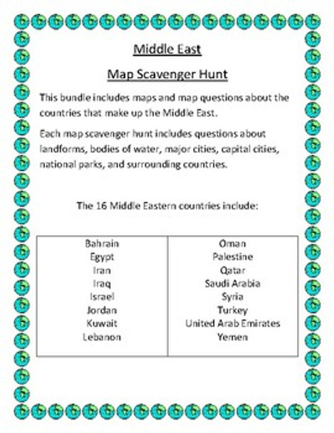 Middle East Map Scavenger Hunt