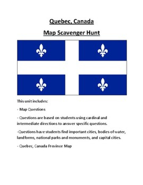 Quebec Map Scavenger Hunt