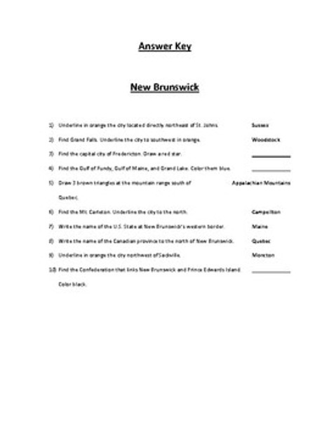 New Brunswick Map Scavenger Hunt