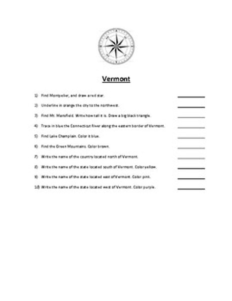 Vermont Map Scavenger Hunt