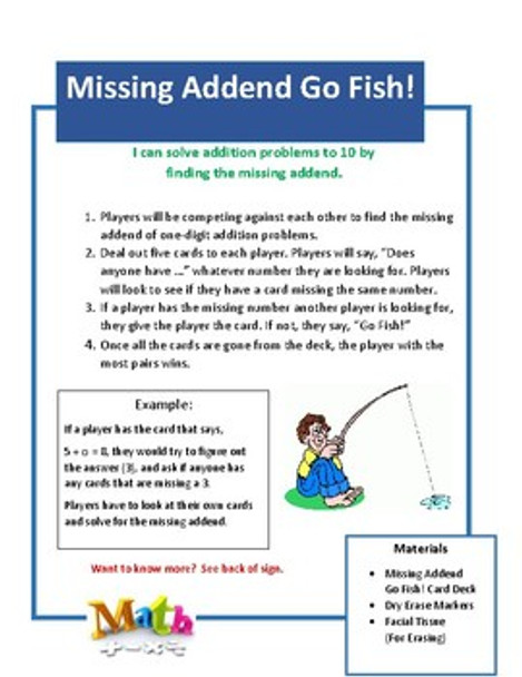 Missing Addend Go Fish!