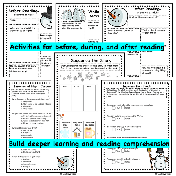  Read-A-Loud Tasks: Snowmen at Night